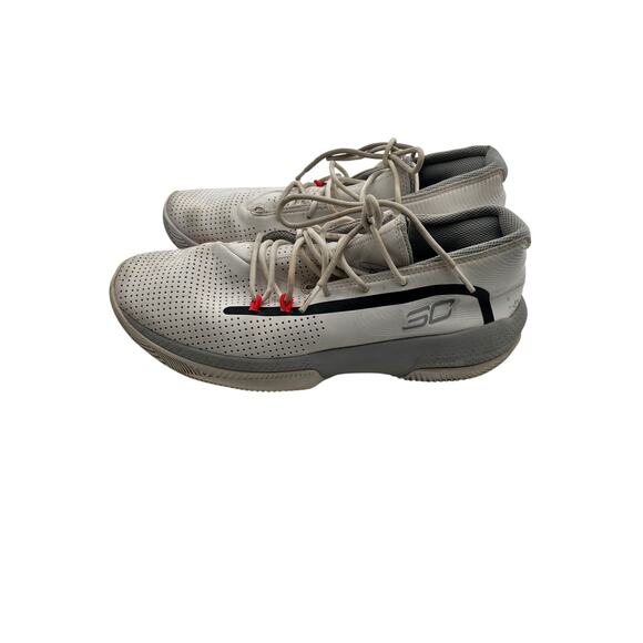 Under Armour Curry Basketball Shoes White Gray Red Signature Size 10.5 Men's - Picture 8 of 11